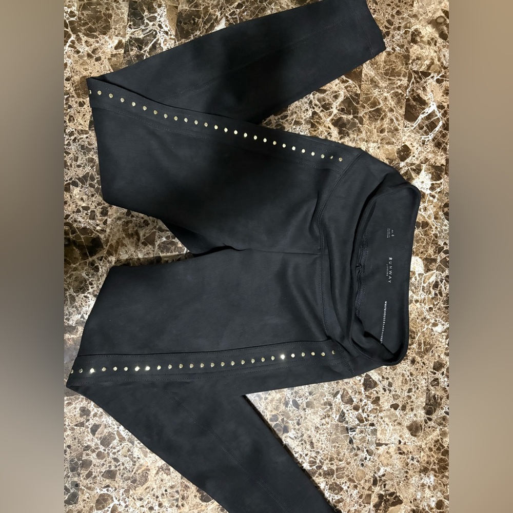 White House Black Market Black Pants with Gold Studs